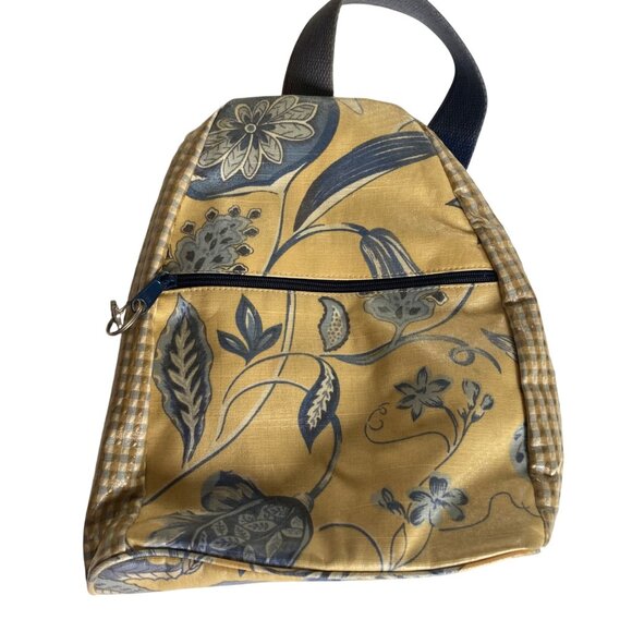Vintage Nordic House Designs  Sling Backpack Floral Yellow Blue Coated Canvas main image 4